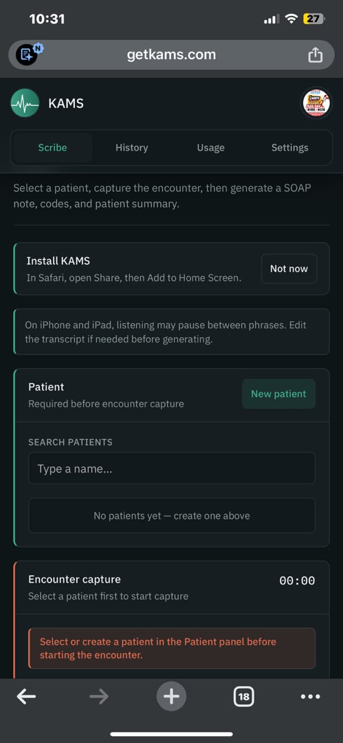 KAMS on mobile